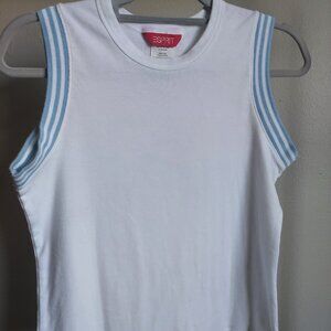 esprit vintage white tank top with blue sleeve edge design size L